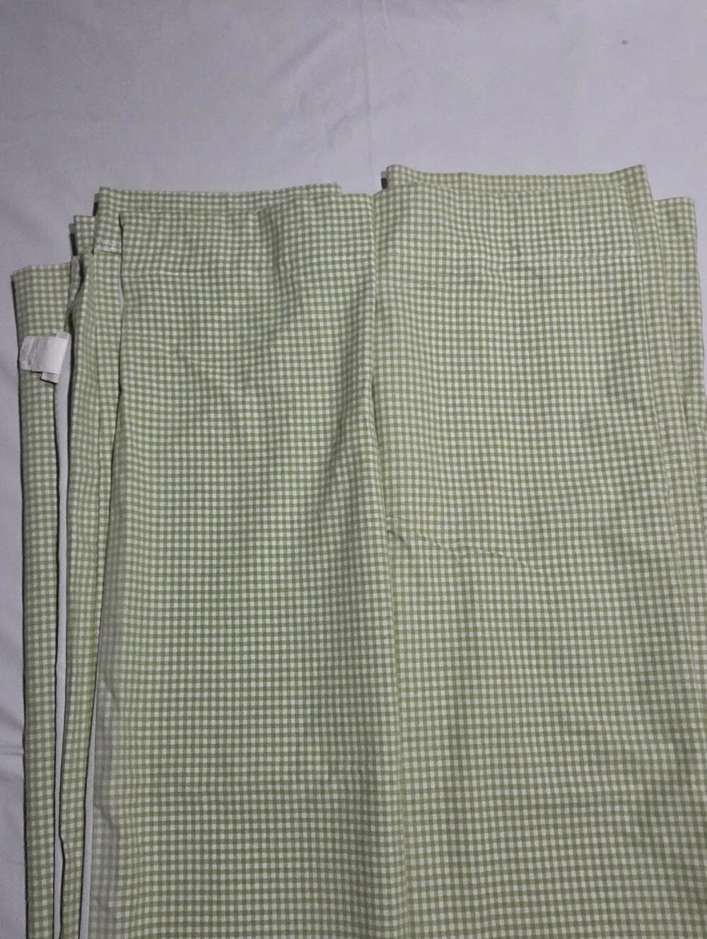 Pottery Barn Kids Green Gingham Lined Curtain Panels 44